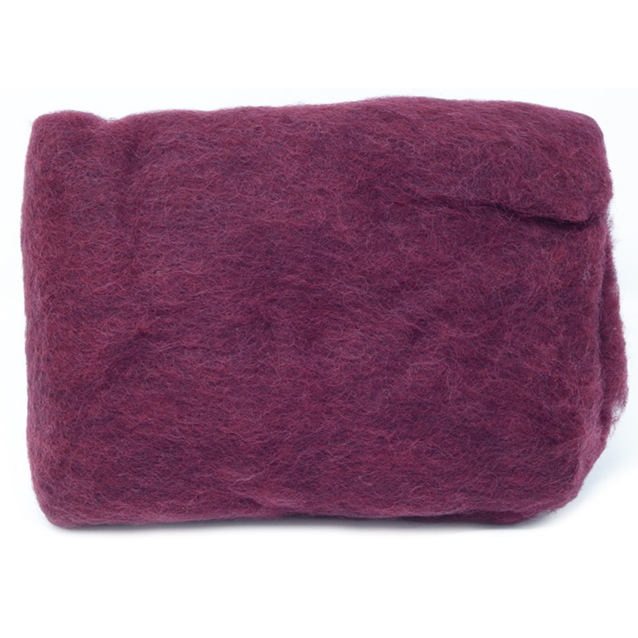 Carded Wool Batt: Burgundy